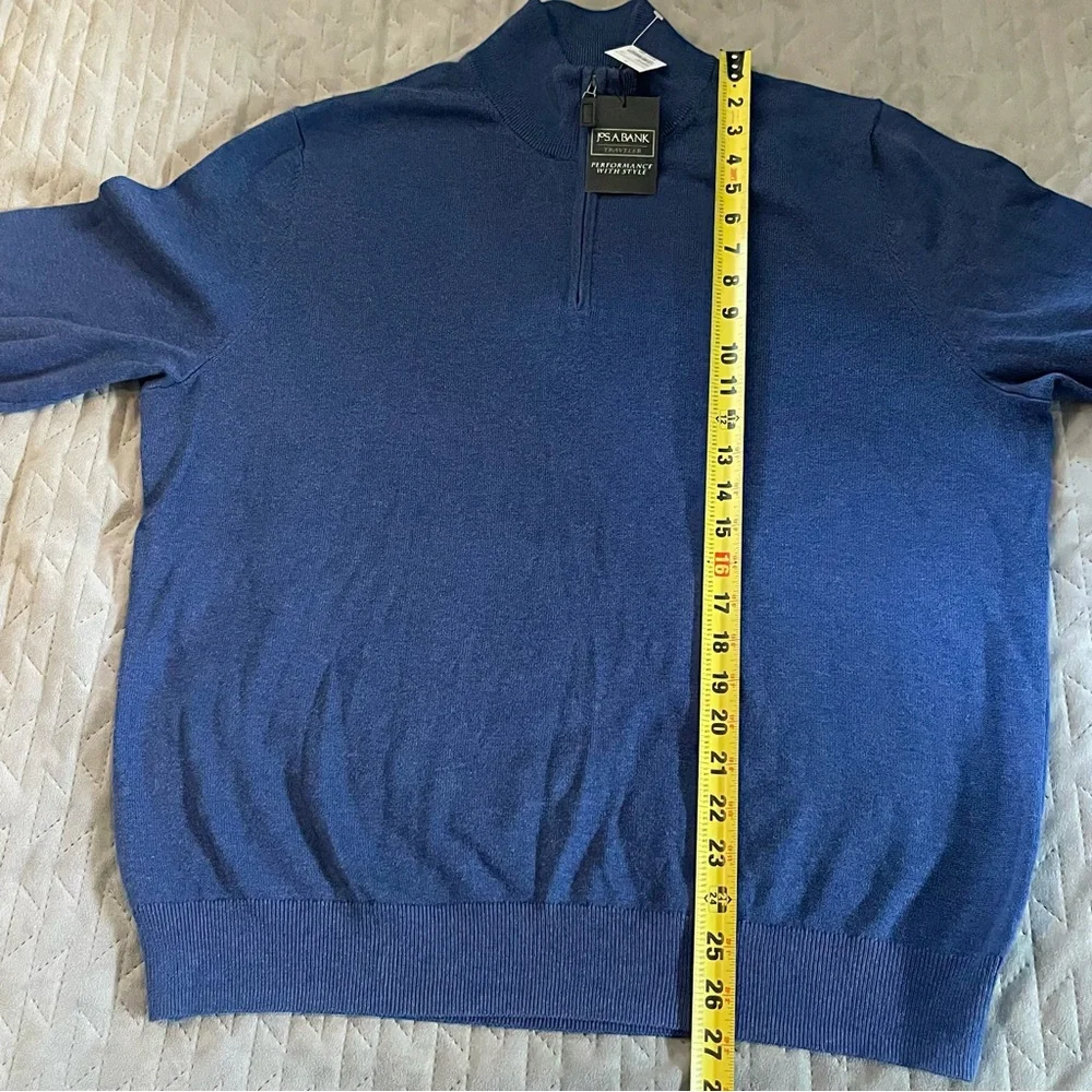 Jos A Banks Traveler 1/4 zip pima cotton‎ sweater mens XL NWT blue